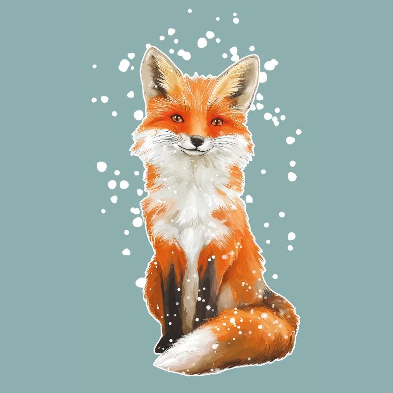 Fuchs mit Schneeflocken