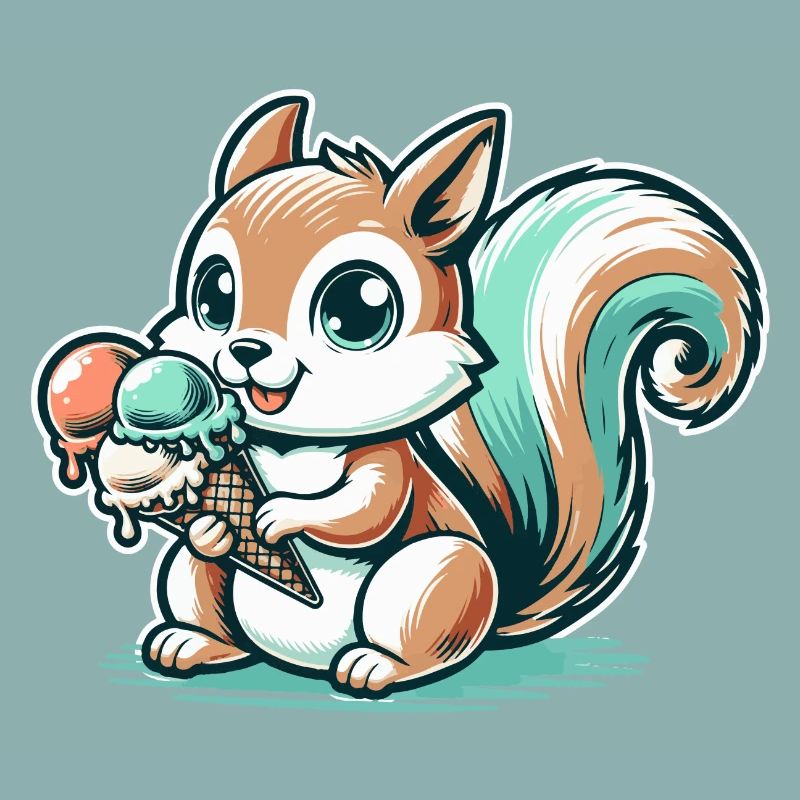 Niedliches Cartoon-Eichhörnchen mit Eiscreme