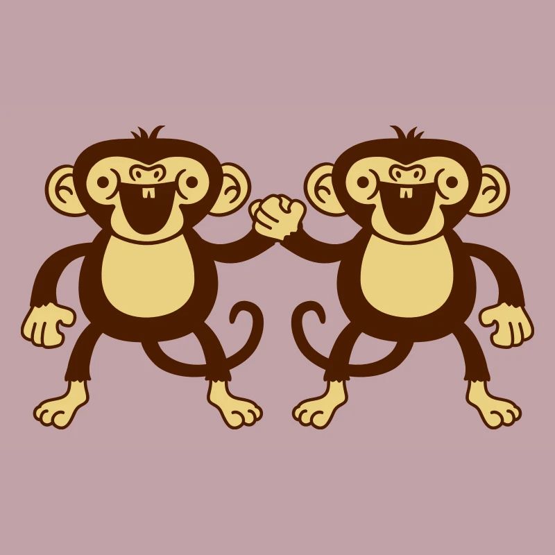 2 amis de singe mignon couple équipe