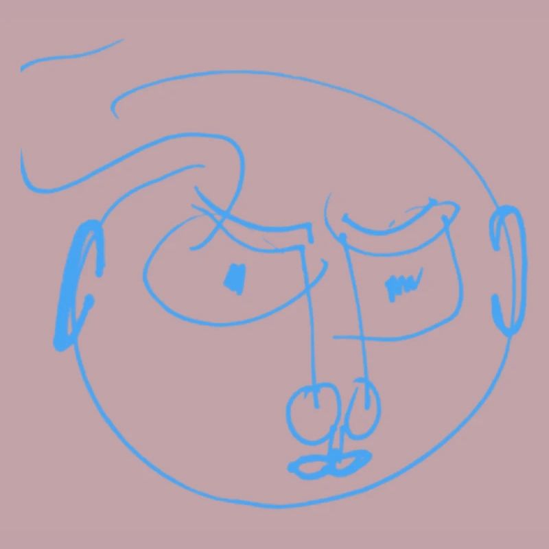 Blue Lines Portrait Doodle