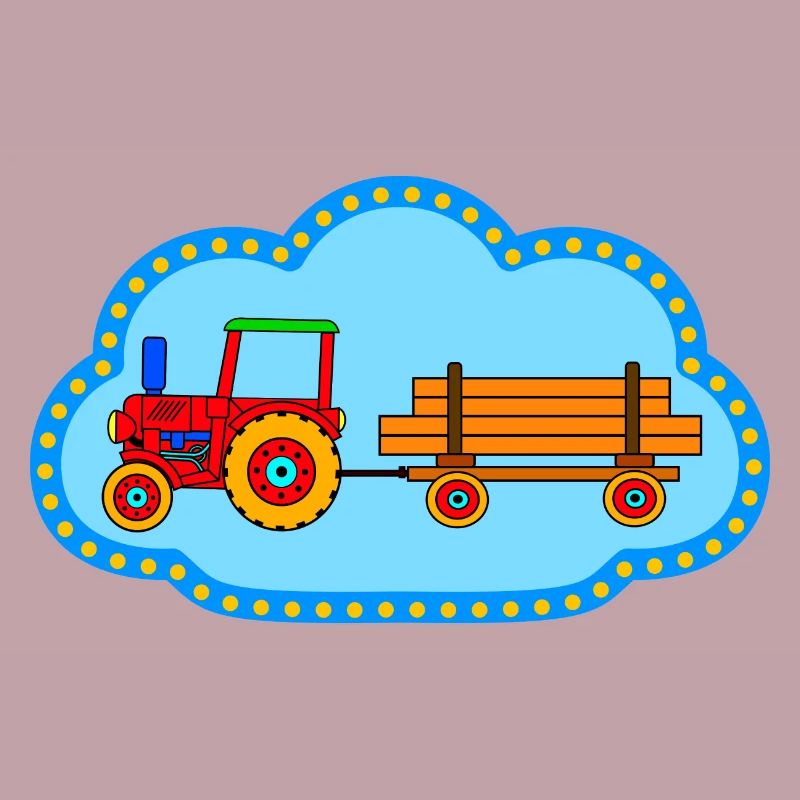 Roter Traktor / Traktor mit Hänger