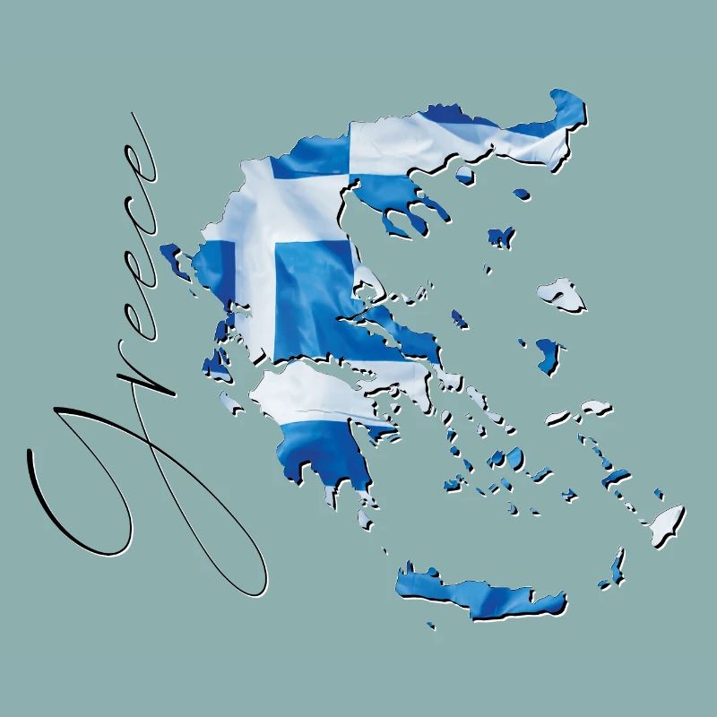Drapeau de la Grèce en Grèce Carte EN