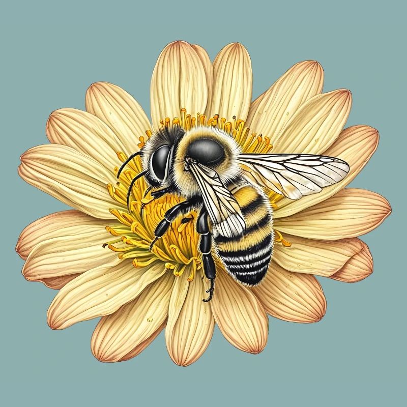 Abeille mignonne et fleur jaune