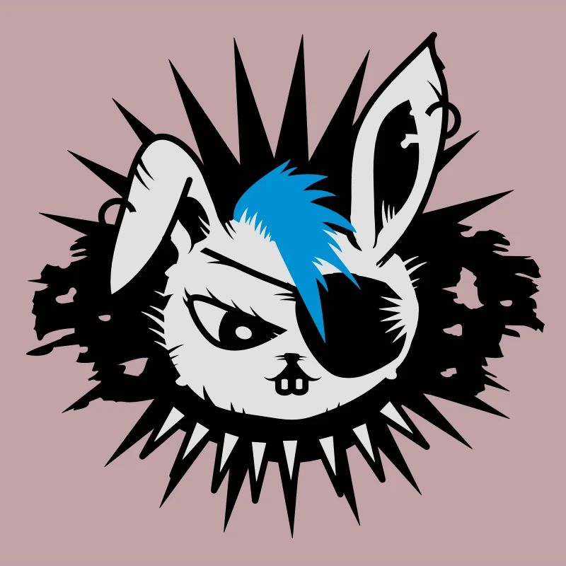 rabbit with an eye patch and a mohawk
