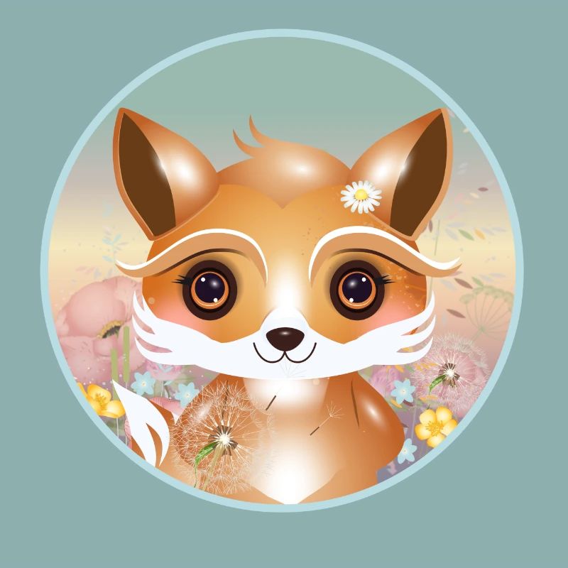 Cute fox on a flower meadow in spring