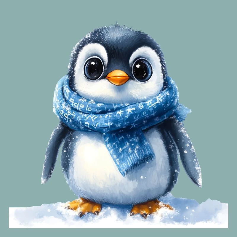 Cute penguin with winter accessory