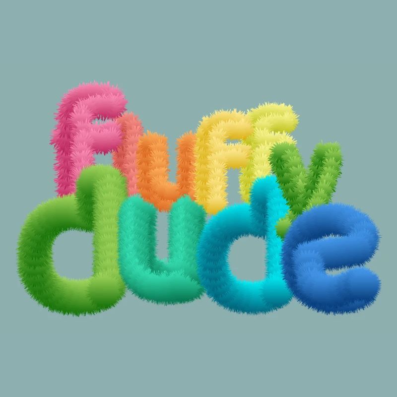 Fluffy Dude – Bunte 3D-Typografie mit plüschigem C