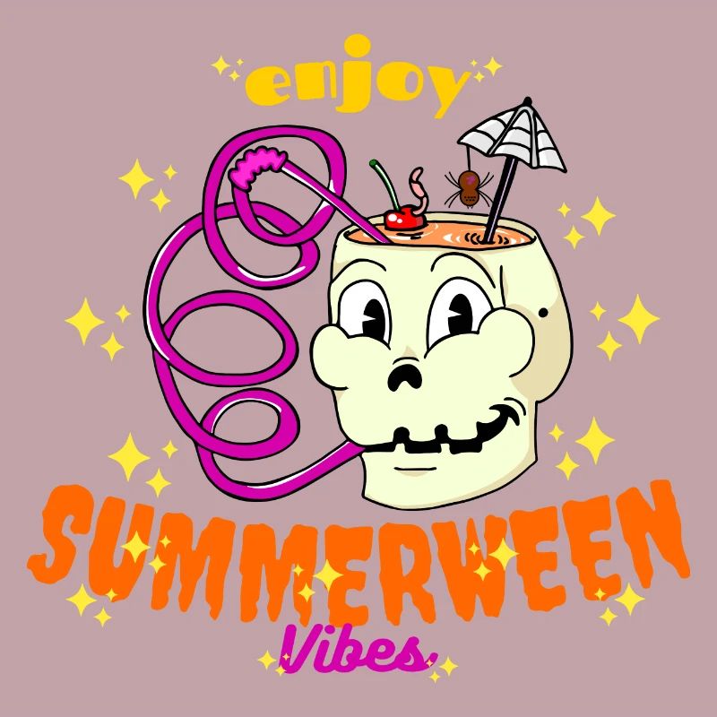 Enjoy Summerween Vibes Funny Summer Skull Drink