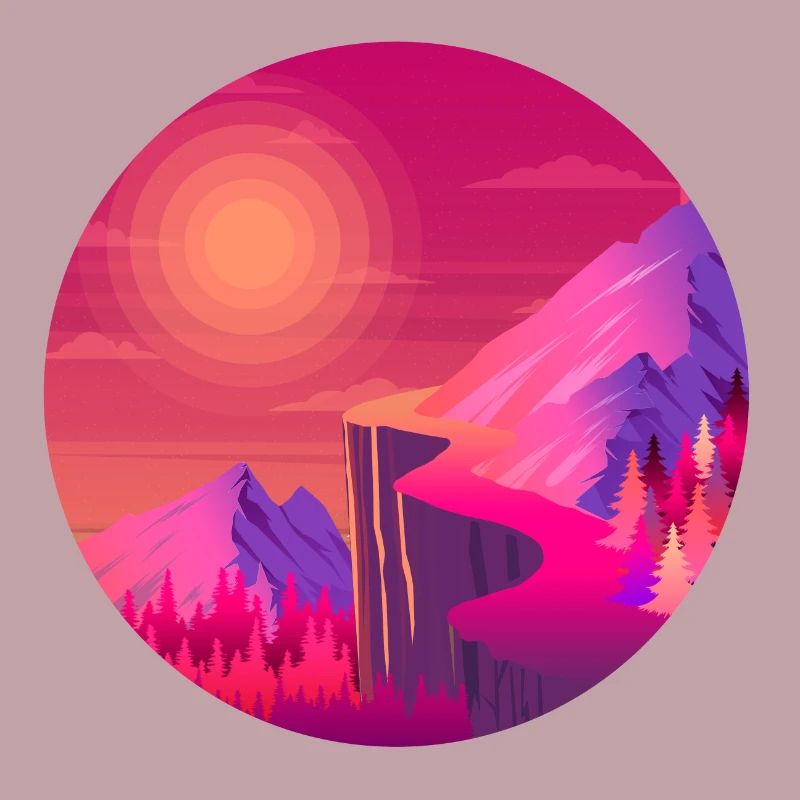 Chemin dans le coucher de soleil montagnes