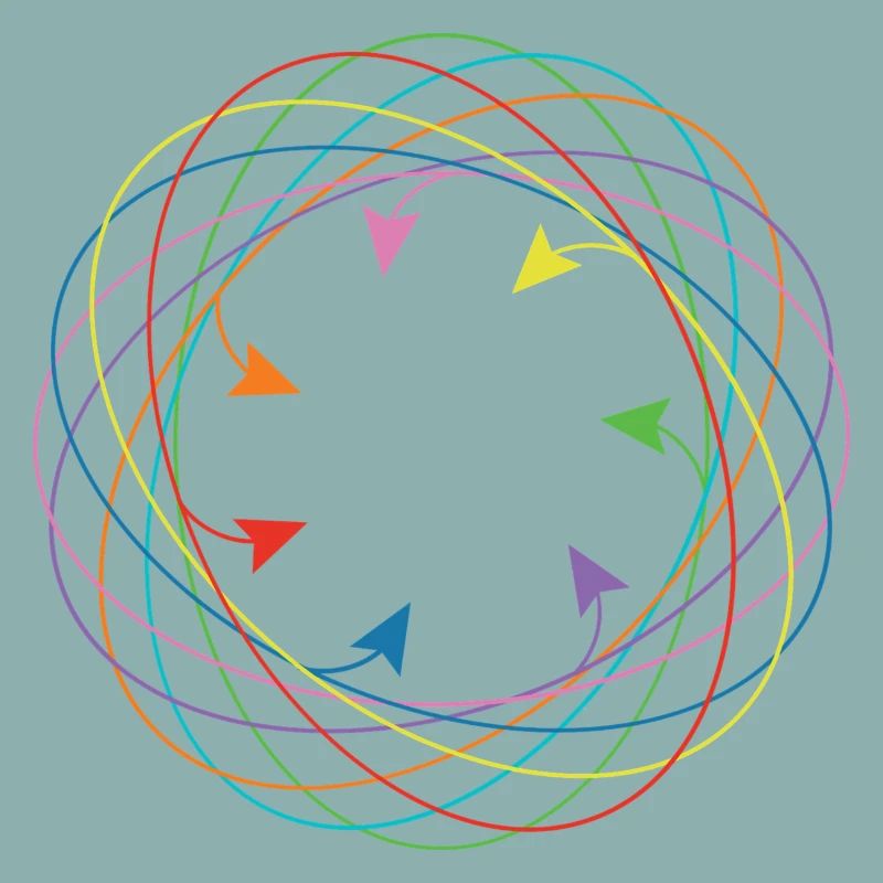 Seven colored circles
