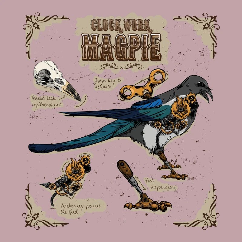 Steampunk Clockwork Magpie
