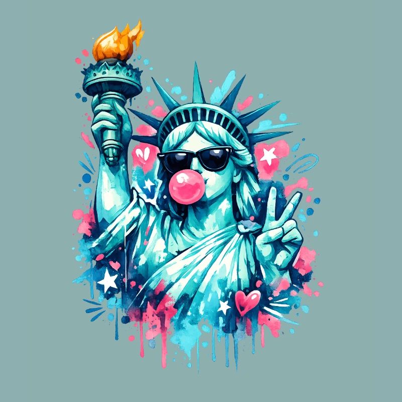 Coole Freiheitsstatue mit Sonnenbrille & Kaugummi