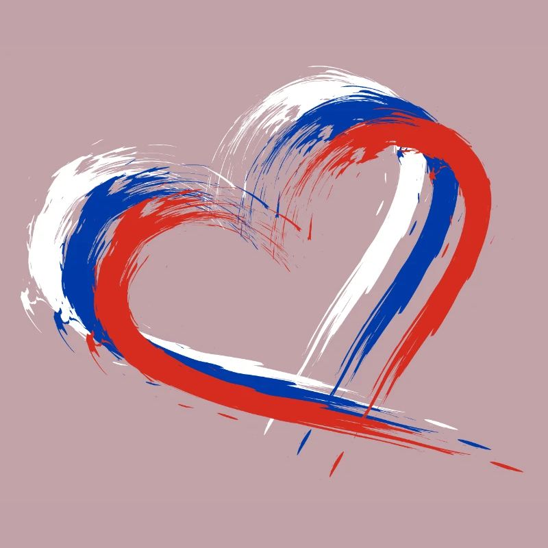 Drapeau brosse coeur Russie drapeau design couleurs