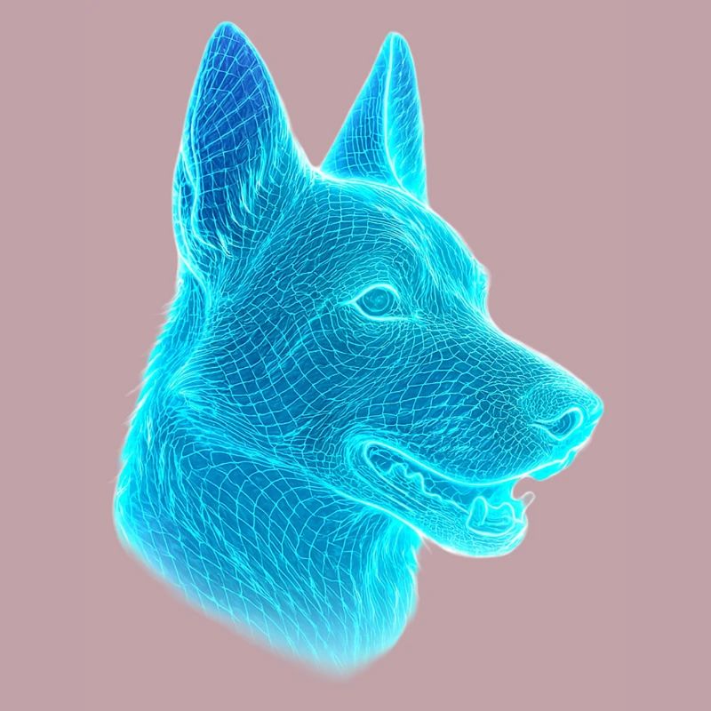 Neon Wolf Head Net Art