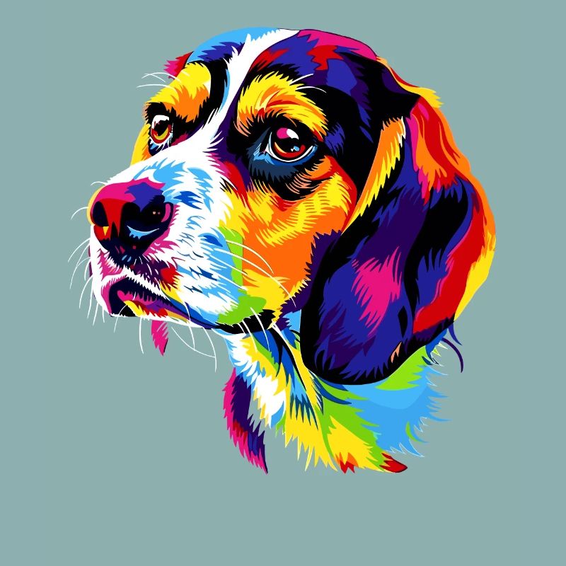 Beagle Chiot Popart Chien mignon Couleurs colorées Beagle
