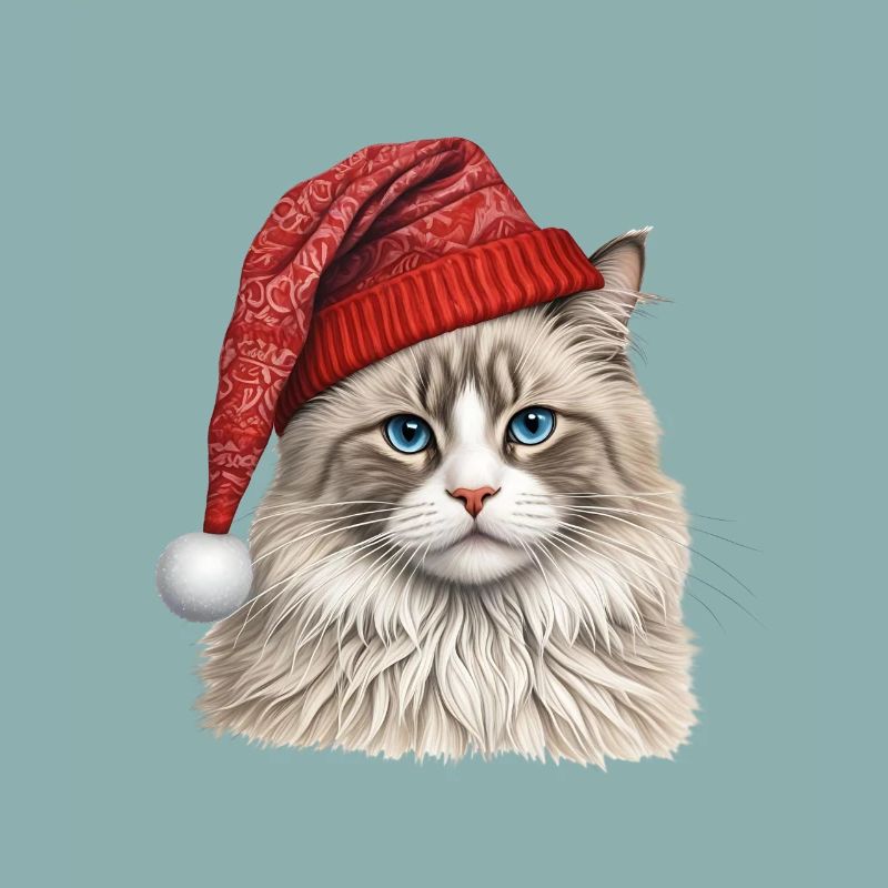Chat ragdoll de Noël