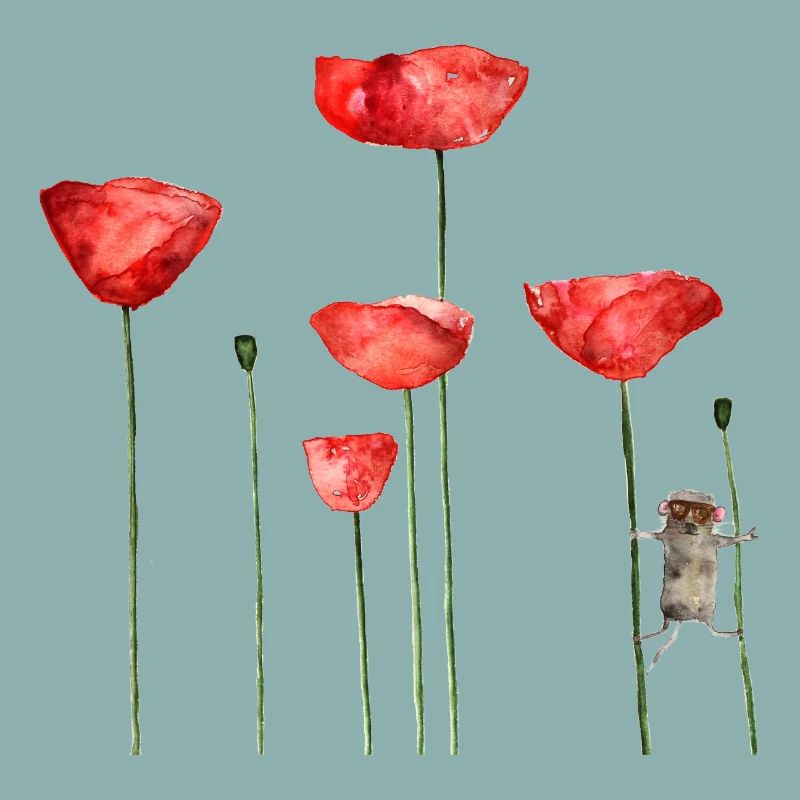 Maus Mohn Tier Sommer witzig frech