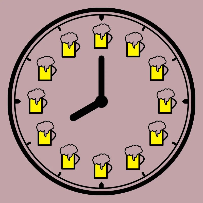 Uhr mit Bier anstelle von Zahlen