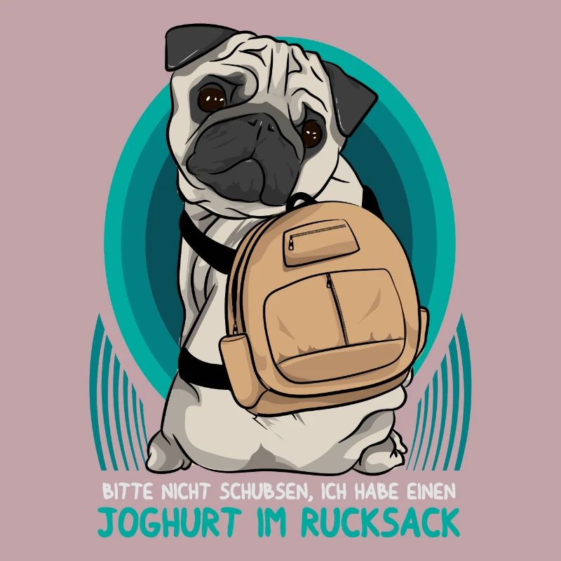 Carlin / Pug avec sac à dos