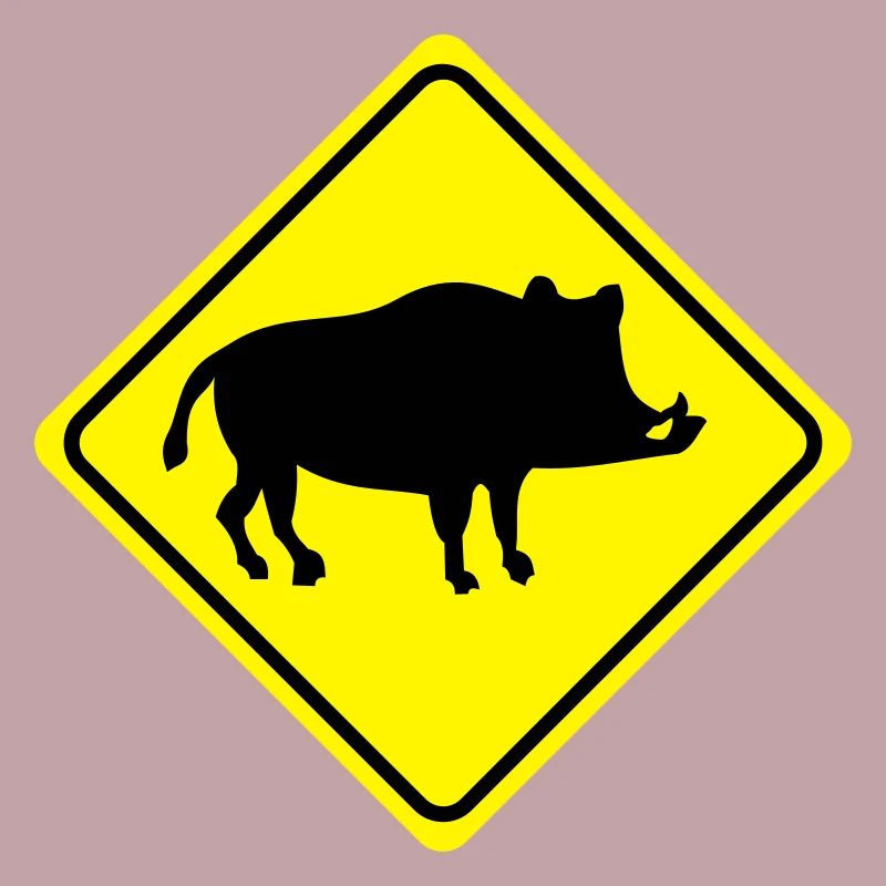 Warning - Wild Boar Pig - 2 Color Vector