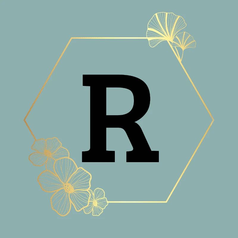 Lettre r cadre Floral doré