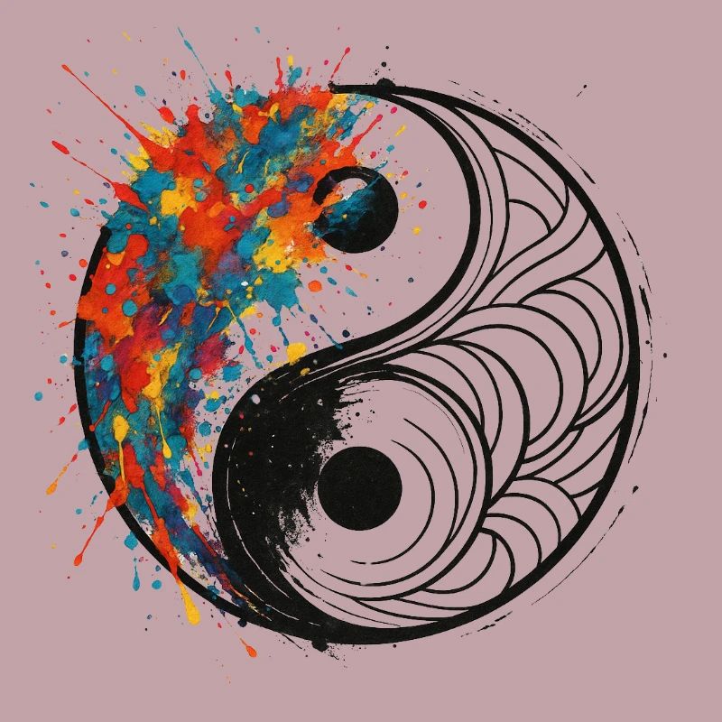 Yin-Yang Splash with Black Background