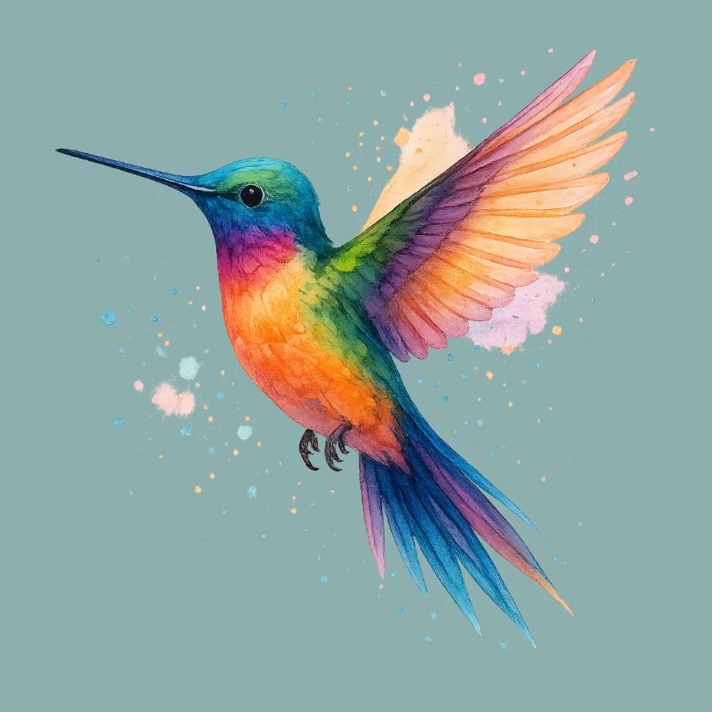 Regenbogen-Kolibri in Aquarell