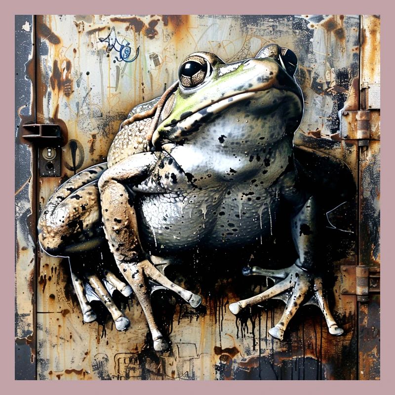 Graffiti Crapaud Crapaud Grenouille Rouille Métal Urbain