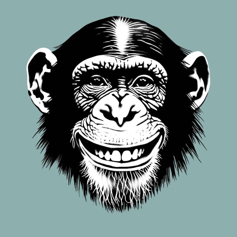 Laughing monkey chimpse rejoices