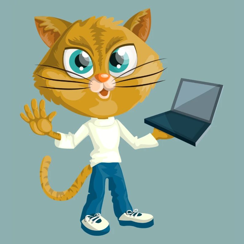 Katze mit LapTop