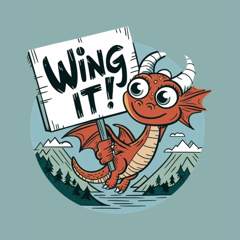 Cute Dragon "Wing It" Design