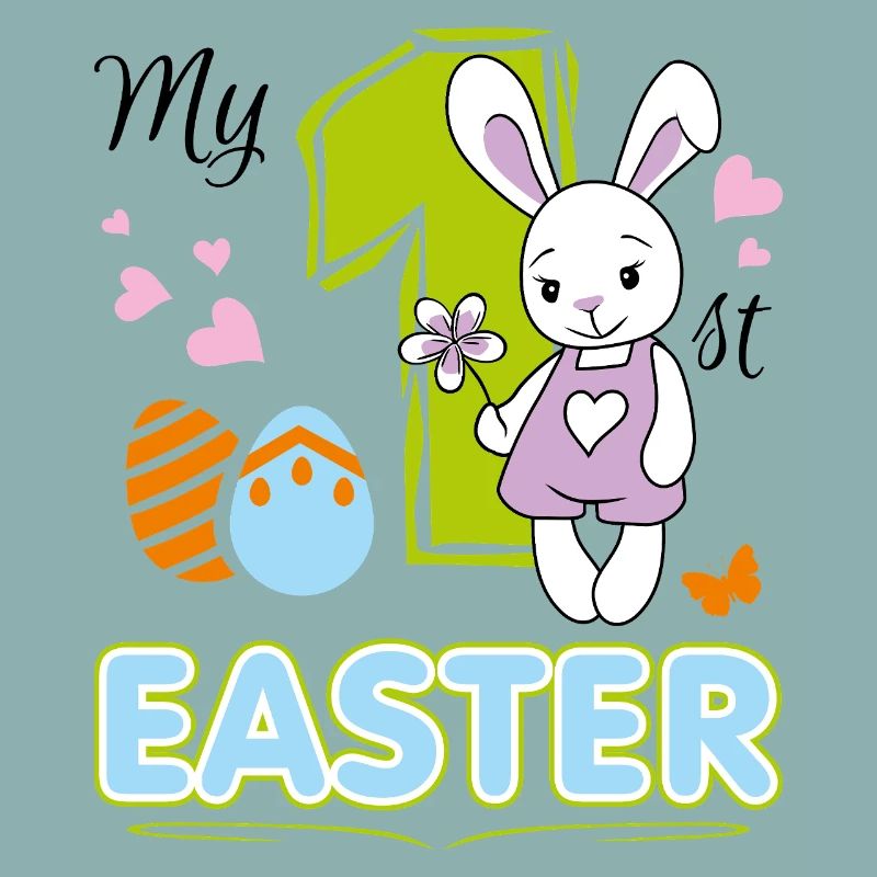 Ma première Pâques. Design mignon avec bébé lapin