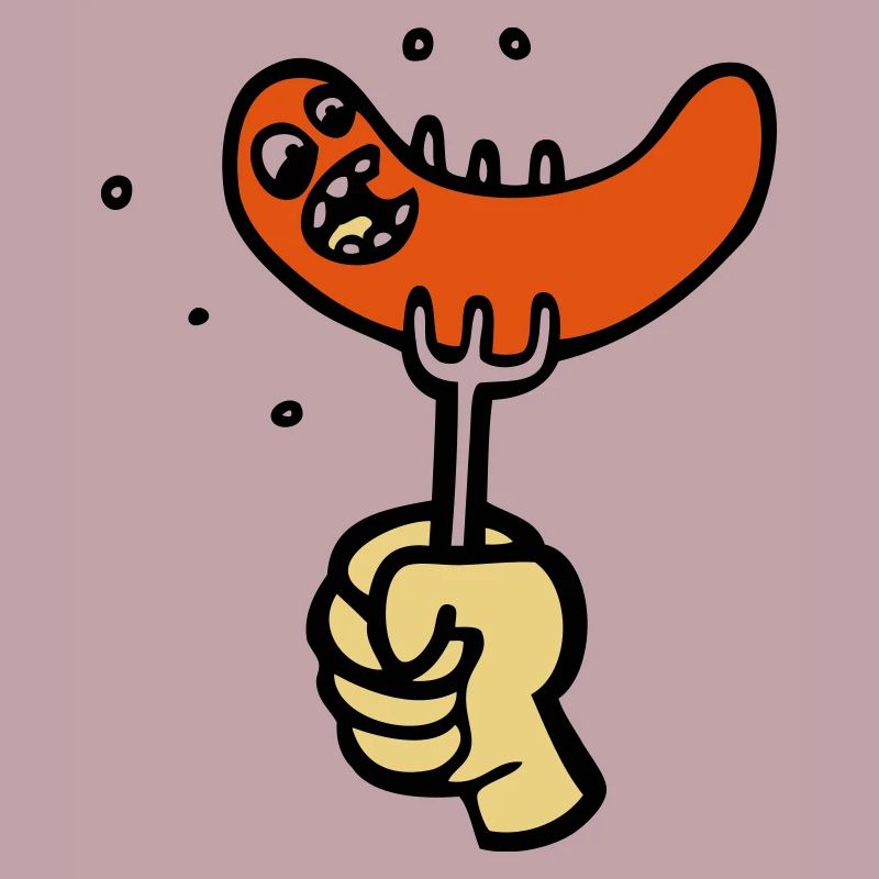 funny BBQ cartoon sausage drawing party