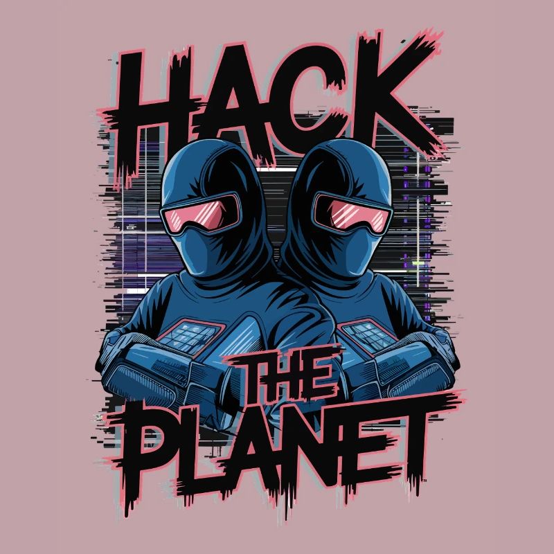Retro Cyber Hackers – Hack The Planet Glitch Art