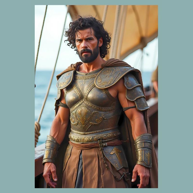 Odysseus, starker Krieger am Bug des Schiffes, Mantelschnabel