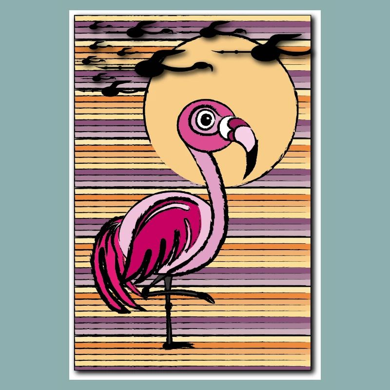 Flamingo in the sunset