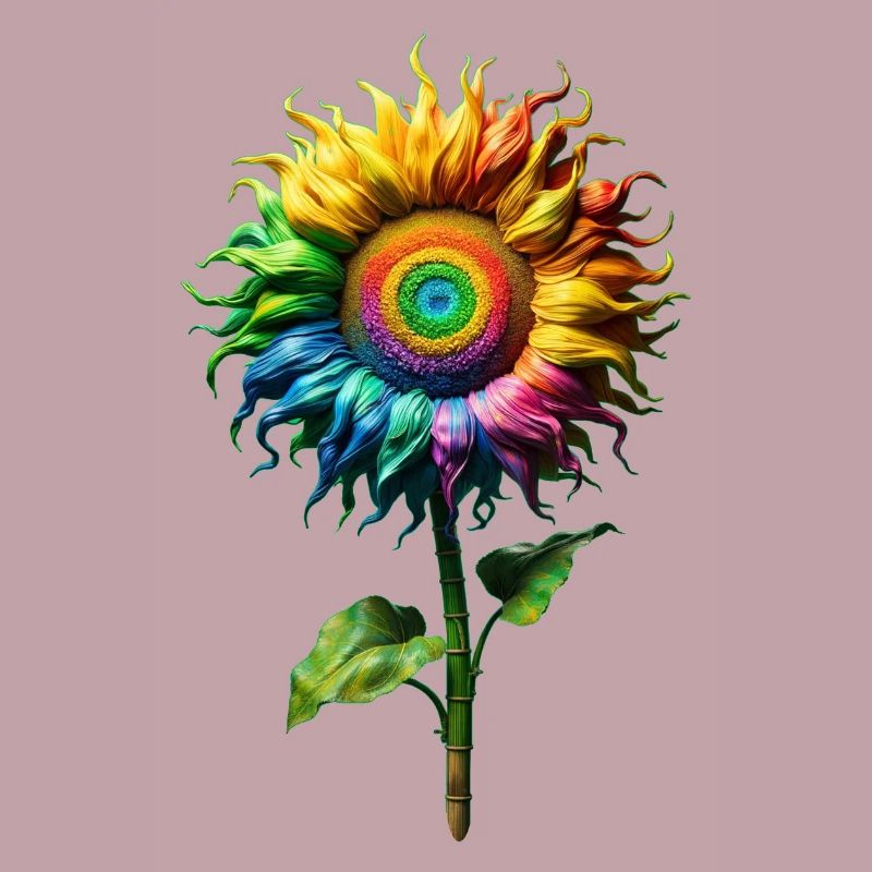 Rainbowcore Sunflower | Vincent van Gogh Style