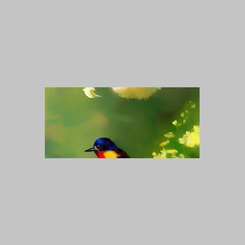 Oiseau sur branche avec fleurs