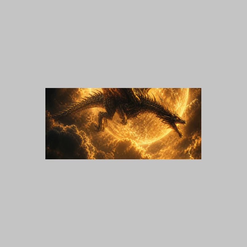 Dragon over Moonlit Ember Sky