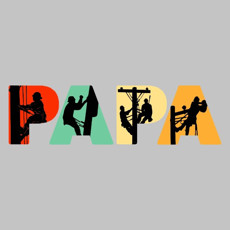 Papa Lineman Retro Silhouette Typography