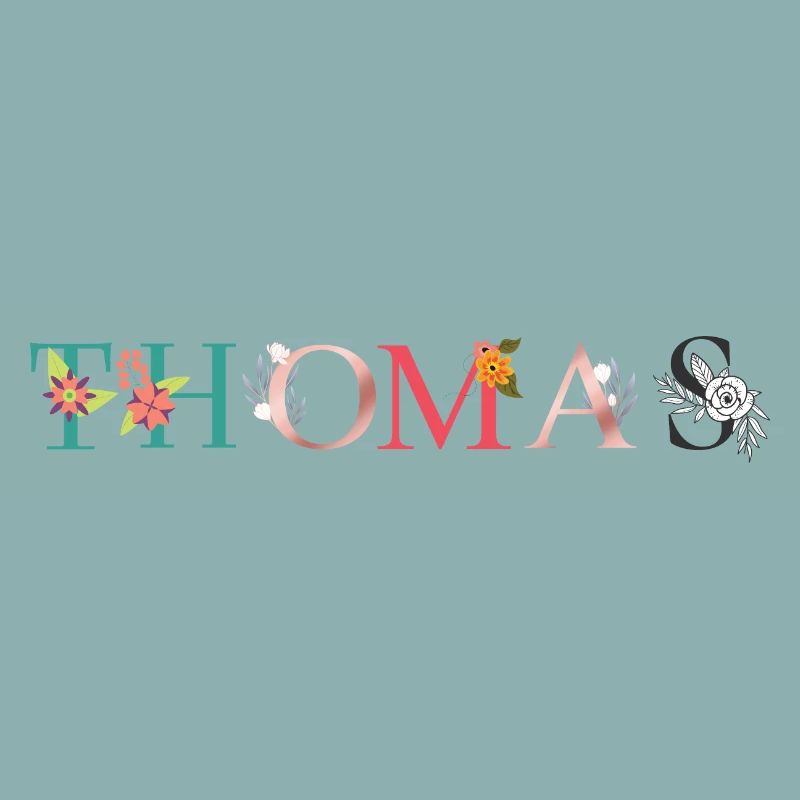 THOMAS Namenskunst mit Blumen bestickt