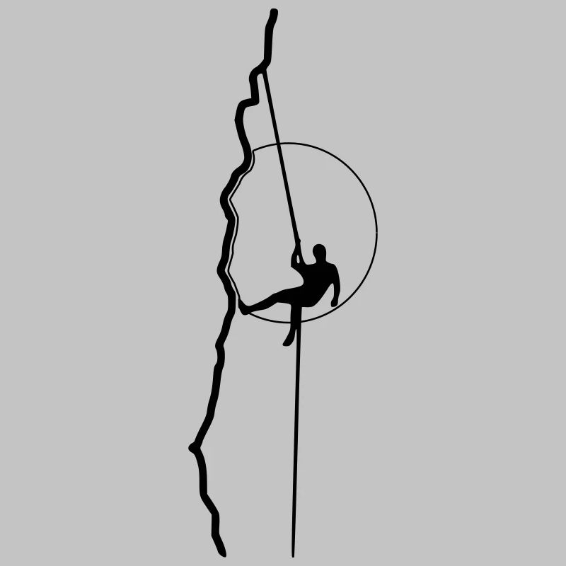 Climber rappelling in the sun (1c)