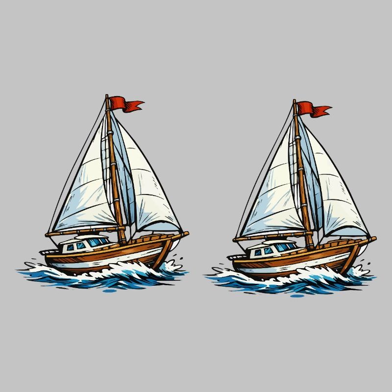 Sailing ships on waves