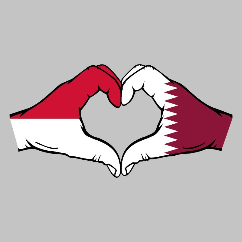 Drapeau Monaco Qatar main forme coeur