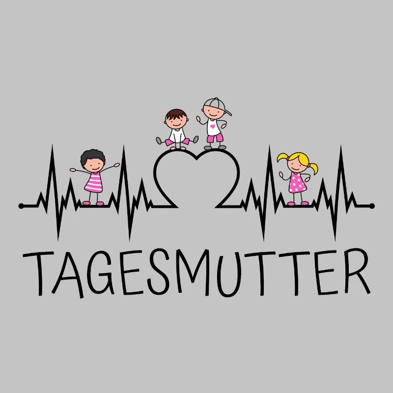 Tagesmutter Herzschlag mit Herz und Kindern