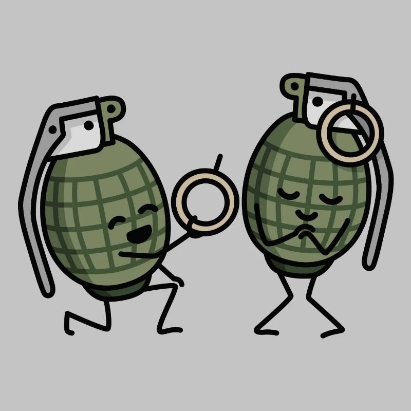 Hand Grenade Marriage Proposal Couples Army Ring Engaged