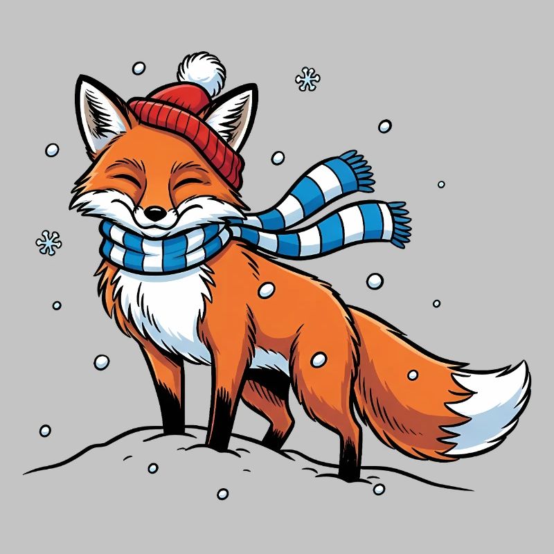 Winterfuchs mit Schal