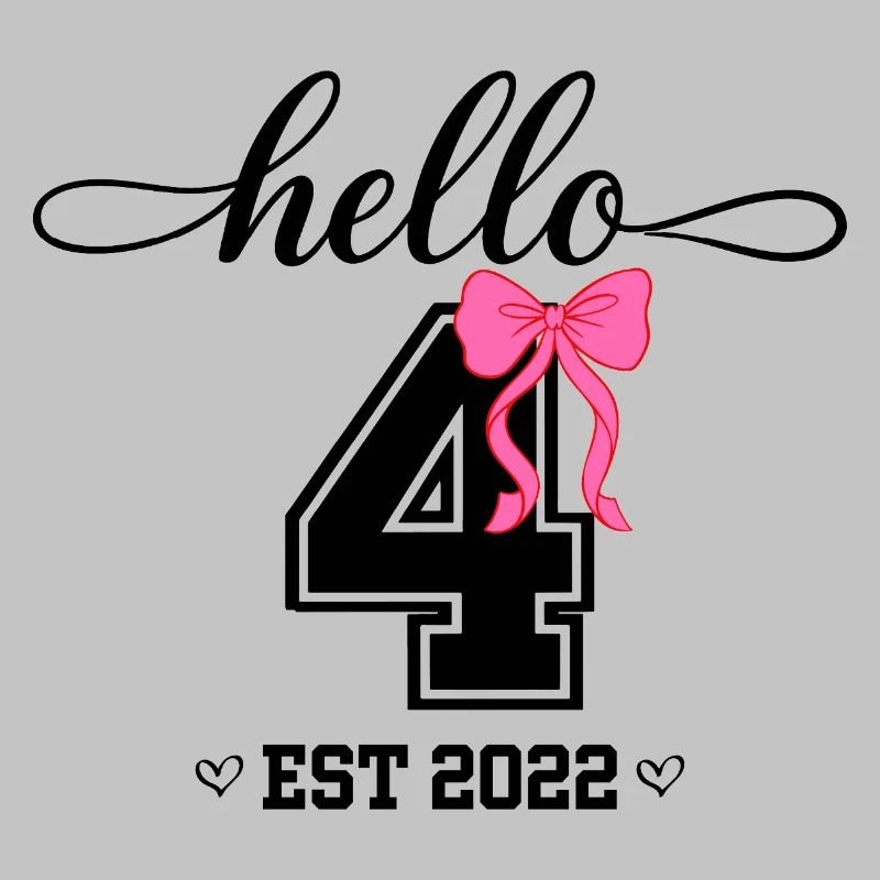 Hello 4 Est 2022 Mädchen Geburtstag Design