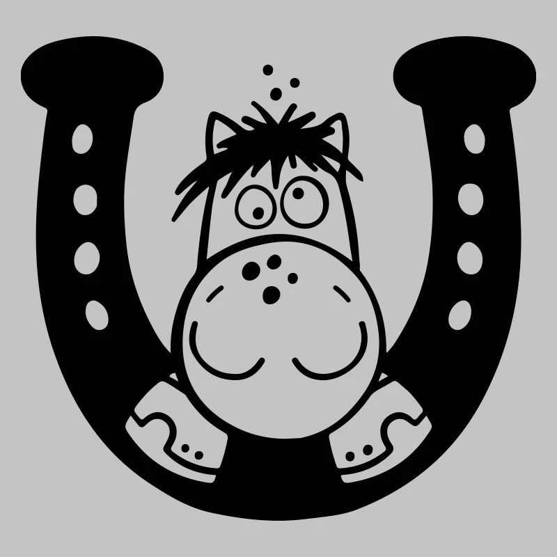 Pferd auf Hufeisen