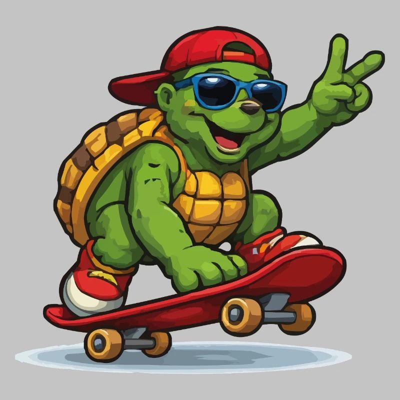Turtle on skateboard with style
